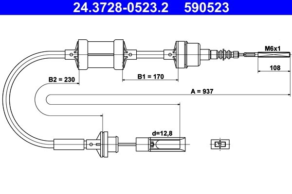 CABLU AMBREIAJ ATE 24.3728-0523.2 - Compatibil cu FIAT