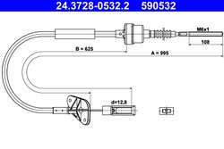 CABLU AMBREIAJ ATE 24.3728-0532.2 - Compatibil cu FIAT, FORD