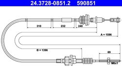 CABLU AMBREIAJ ATE 24.3728-0851.2 - Compatibil cu CITROEN, PEUGEOT, TOYOTA