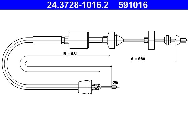 CABLU AMBREIAJ ATE 24.3728-1016.2 - Compatibil cu NISSAN, RENAULT