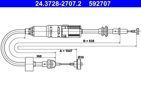 CABLU AMBREIAJ ATE 24.3728-2707.2 - Compatibil cu SEAT, VW