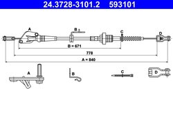 CABLU AMBREIAJ ATE 24.3728-3101.2 - Compatibil cu HYUNDAI