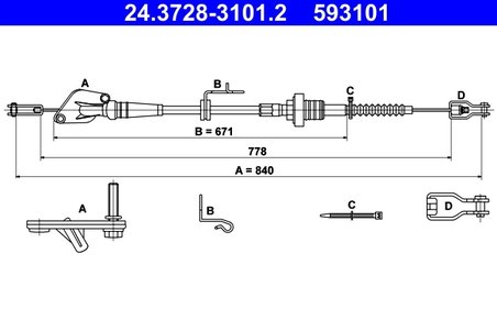 CABLU AMBREIAJ ATE 24.3728-3101.2 - Compatibil cu HYUNDAI