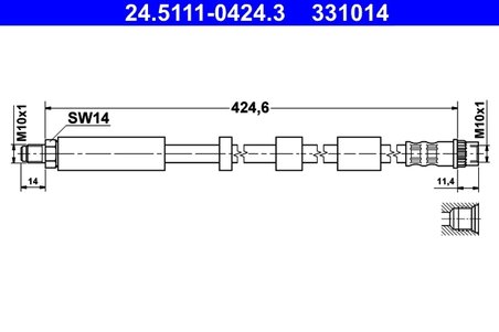 FURTUN FRANA ATE 24.5111-0424.3 - Compatibil cu CITROEN, PEUGEOT