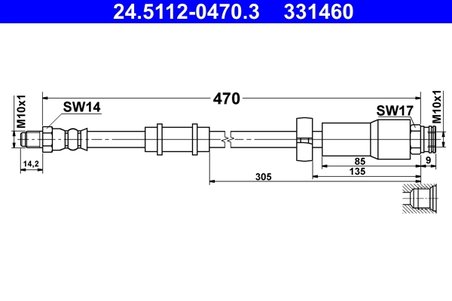 FURTUN FRANA ATE 24.5112-0470.3 - Compatibil cu CITROEN, FIAT, PEUGEOT