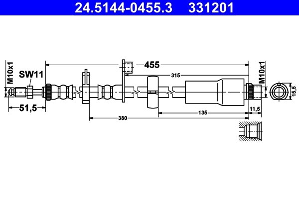 FURTUN FRANA ATE 24.5144-0455.3 - Compatibil cu CITROEN, FIAT, PEUGEOT