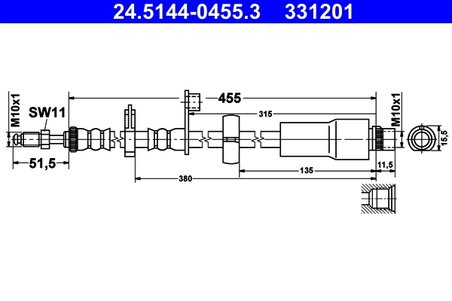 FURTUN FRANA ATE 24.5144-0455.3 - Compatibil cu CITROEN, FIAT, PEUGEOT