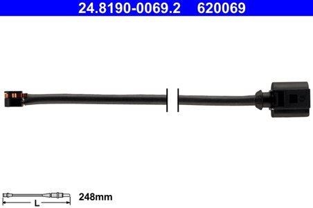 SENZOR AVERTIZARE UZURA PLACUTE FRANA ATE 24.8190-0069.2 - Compatibil cu PORSCHE