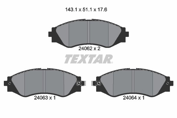 SET PLACUTE FRANA TEXTAR 2406201 - Compatibil cu CHEVROLET, CHEVROLET (SGM), DAEWOO, HOLDEN, PONTIAC