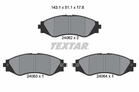 SET PLACUTE FRANA TEXTAR 2406201 - Compatibil cu CHEVROLET, CHEVROLET (SGM), DAEWOO, HOLDEN, PONTIAC