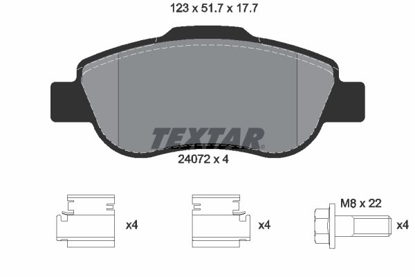 SET PLACUTE FRANA TEXTAR 2407201 - Compatibil cu FIAT