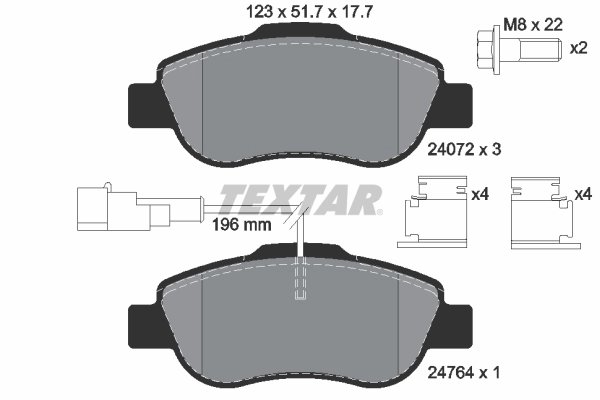SET PLACUTE FRANA TEXTAR 2407202 - Compatibil cu FIAT, FORD