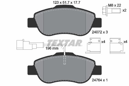 SET PLACUTE FRANA TEXTAR 2407202 - Compatibil cu FIAT, FORD