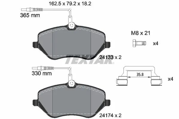 SET PLACUTE FRANA TEXTAR 2413301 - Compatibil cu CITROEN, PEUGEOT