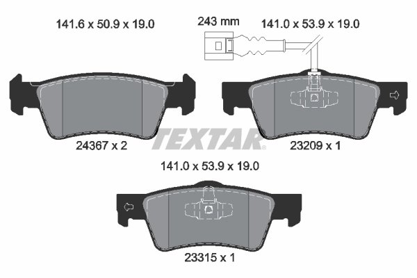 SET PLACUTE FRANA TEXTAR 2436704 - Compatibil cu VW