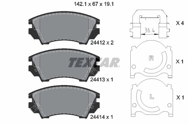 SET PLACUTE FRANA TEXTAR 2441201 - Compatibil cu BUICK, CHEVROLET, GMC, HOLDEN, MG, OPEL, ROEWE (SAIC), SAAB, VAUXHALL
