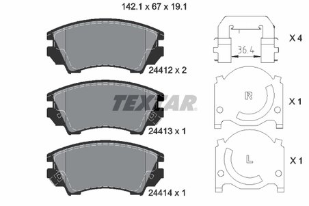 SET PLACUTE FRANA TEXTAR 2441201 - Compatibil cu BUICK, CHEVROLET, GMC, HOLDEN, MG, OPEL, ROEWE (SAIC), SAAB, VAUXHALL