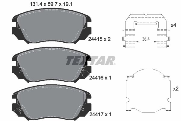 SET PLACUTE FRANA TEXTAR 2441501 - Compatibil cu BUICK, CHEVROLET, GMC, HOLDEN, OPEL, SAAB, VAUXHALL