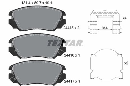 SET PLACUTE FRANA TEXTAR 2441501 - Compatibil cu BUICK, CHEVROLET, GMC, HOLDEN, OPEL, SAAB, VAUXHALL