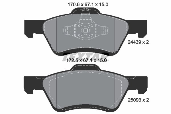 SET PLACUTE FRANA TEXTAR 2443901 - Compatibil cu FORD, FORD AUSTRALIA, FORD USA, HAIMA (FAW), MAZDA, MERCURY
