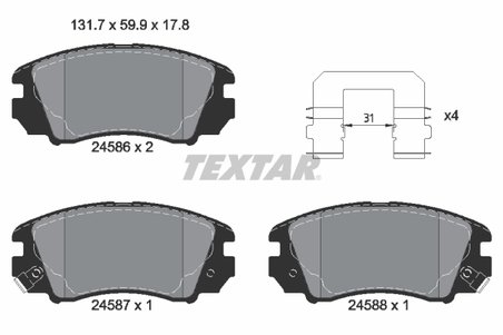 SET PLACUTE FRANA TEXTAR 2458601 - Compatibil cu HYUNDAI, KIA