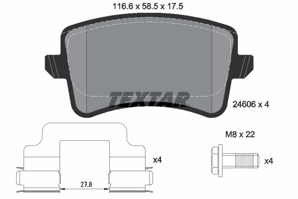 SET PLACUTE FRANA TEXTAR 2460601 - Compatibil cu AUDI