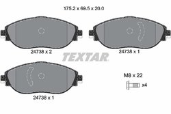 SET PLACUTE FRANA TEXTAR 2473806 - Compatibil cu AUDI, AUDI (FAW), CUPRA, VW