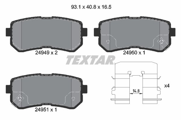 SET PLACUTE FRANA TEXTAR 2494901 - Compatibil cu HYUNDAI