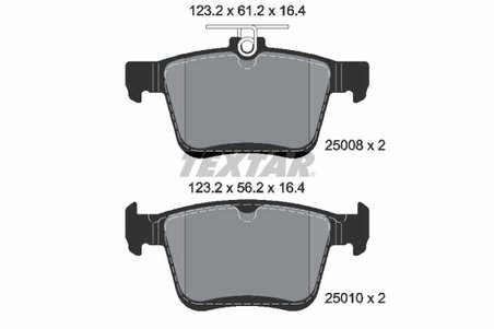 SET PLACUTE FRANA TEXTAR 2500801 - Compatibil cu AUDI, CUPRA, MG (SAIC), ROEWE (SAIC), SEAT, SKODA, VW, VW (FAW), VW (SVW)