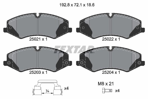 SET PLACUTE FRANA TEXTAR 2502201 - Compatibil cu LAND ROVER, LAND ROVER (CHERY)