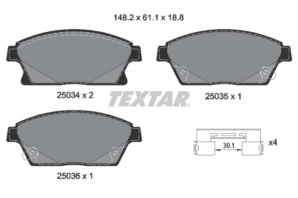 SET PLACUTE FRANA TEXTAR 2503401 - Compatibil cu BUICK, CADILLAC, CHEVROLET, HOLDEN, OPEL, VAUXHALL