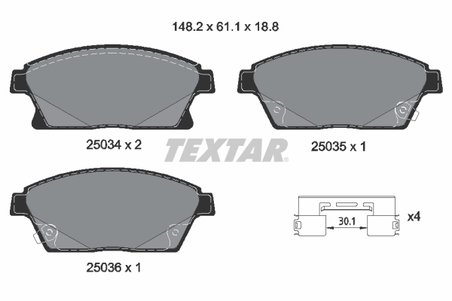 SET PLACUTE FRANA TEXTAR 2503401 - Compatibil cu BUICK, CADILLAC, CHEVROLET, HOLDEN, OPEL, VAUXHALL