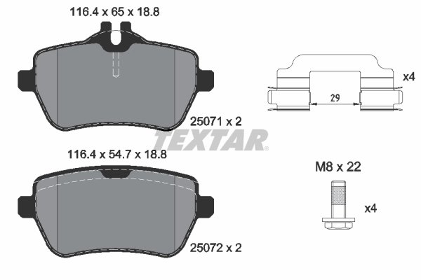 SET PLACUTE FRANA TEXTAR 2507103 - Compatibil cu MERCEDES-BENZ