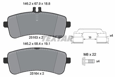 SET PLACUTE FRANA TEXTAR 2516302 - Compatibil cu MERCEDES-BENZ