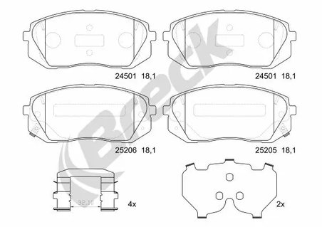 SET PLACUTE FRANA BRECK 25205 00 701 10 - Compatibil cu HYUNDAI, KIA