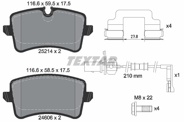 SET PLACUTE FRANA TEXTAR 2521413 - Compatibil cu AUDI (FAW), PORSCHE, VW (SVW)