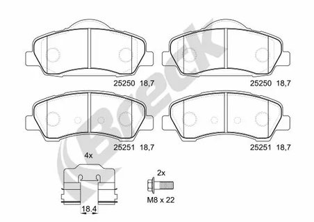 Set placute frana Breck 25250 00 701 00