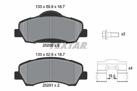 SET PLACUTE FRANA TEXTAR 2525001 - Compatibil cu CITROEN, PEUGEOT