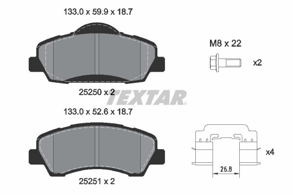 SET PLACUTE FRANA TEXTAR 2525004 - Compatibil cu PEUGEOT