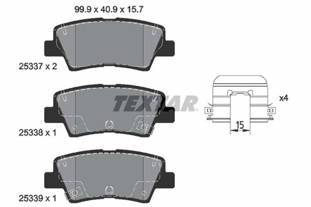 SET PLACUTE FRANA TEXTAR 2533707 - Compatibil cu HYUNDAI, HYUNDAI (BEIJING), KIA, KIA (DYK)