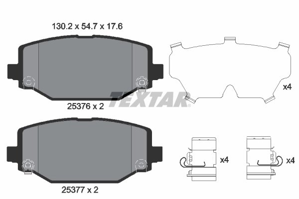 SET PLACUTE FRANA TEXTAR 2537601 - Compatibil cu CHRYSLER, DODGE, FIAT, LANCIA, VW
