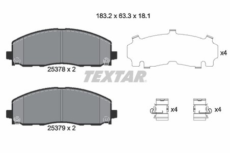 SET PLACUTE FRANA TEXTAR 2537801 - Compatibil cu CHRYSLER, DODGE, FIAT, JEEP, LANCIA, VW