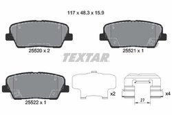 SET PLACUTE FRANA TEXTAR 2552008 - Compatibil cu GENESIS, HYUNDAI, KIA