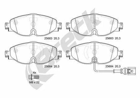 SET PLACUTE FRANA BRECK 25683 00 701 00 - Compatibil cu AUDI, CUPRA, SEAT, SKODA, VW