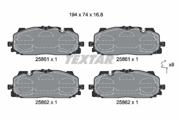 SET PLACUTE FRANA TEXTAR 2586101 - Compatibil cu AUDI, AUDI (FAW), AUDI (SAIC), CUPRA, VW