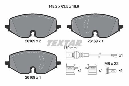 SET PLACUTE FRANA TEXTAR 2616901 - Compatibil cu AUDI, CUPRA, FORD, SEAT, SKODA, VW