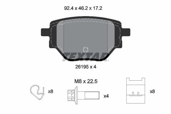 SET PLACUTE FRANA TEXTAR 2619501 - Compatibil cu CITROEN, FIAT, JEEP, OPEL, PEUGEOT, PEUGEOT (DF-PSA), VAUXHALL