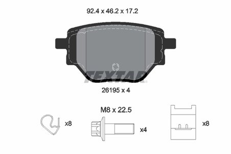 SET PLACUTE FRANA TEXTAR 2619501 - Compatibil cu CITROEN, FIAT, JEEP, OPEL, PEUGEOT, PEUGEOT (DF-PSA), VAUXHALL