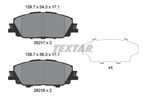 SET PLACUTE FRANA TEXTAR 2621701 - Compatibil cu TOYOTA, TOYOTA (FAW), TOYOTA (GAC)