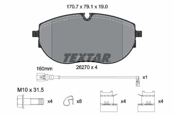 SET PLACUTE FRANA TEXTAR 2627001 - Compatibil cu VW
